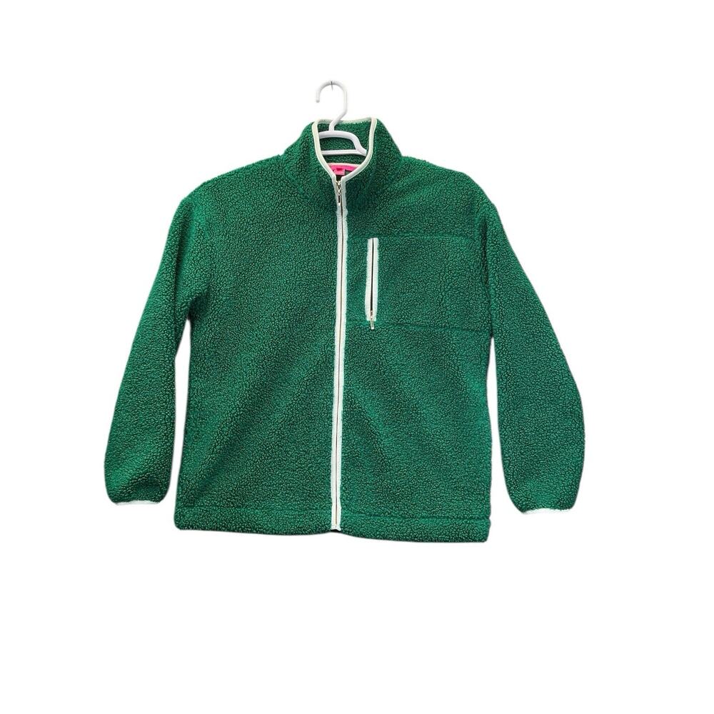 Lilly Pulitzer Sherpa Pullover Cozy Half Zip Pockets Green Size Small - Picture 2 of 14